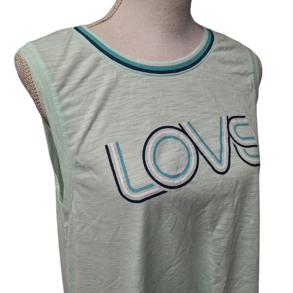 Old Navy‎ Active Tank Top Green Love Gym Running Womens L Exercise Workout